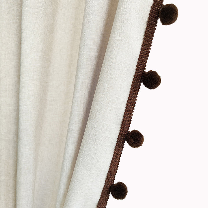 Textured Pom Pom Trim Shower Curtain Kalsten