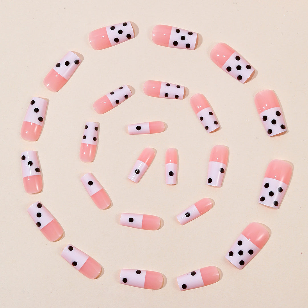Decorative Polka Dot French Tip Nail Extensions Kalsten