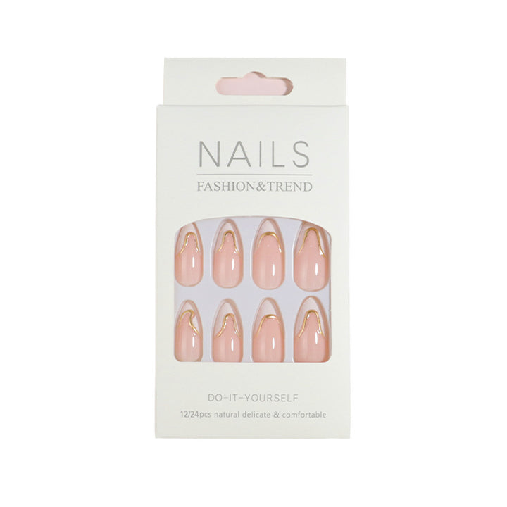DIY Press-On Nail Set with Elegant Gold Accents Kalsten