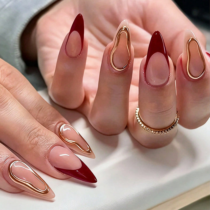 Premium Glossy Press-On Nail Set with Elegant Curved Design Kalsten