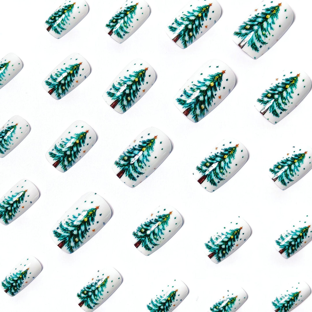 Artificial Nails In Festive Winter Forest Design Kalsten