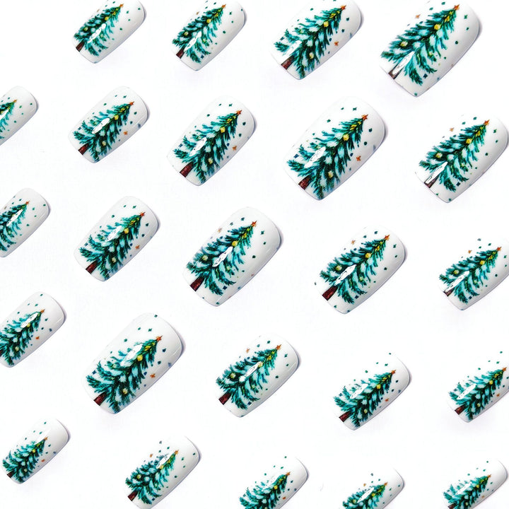 Artificial Nails In Festive Winter Forest Design Kalsten