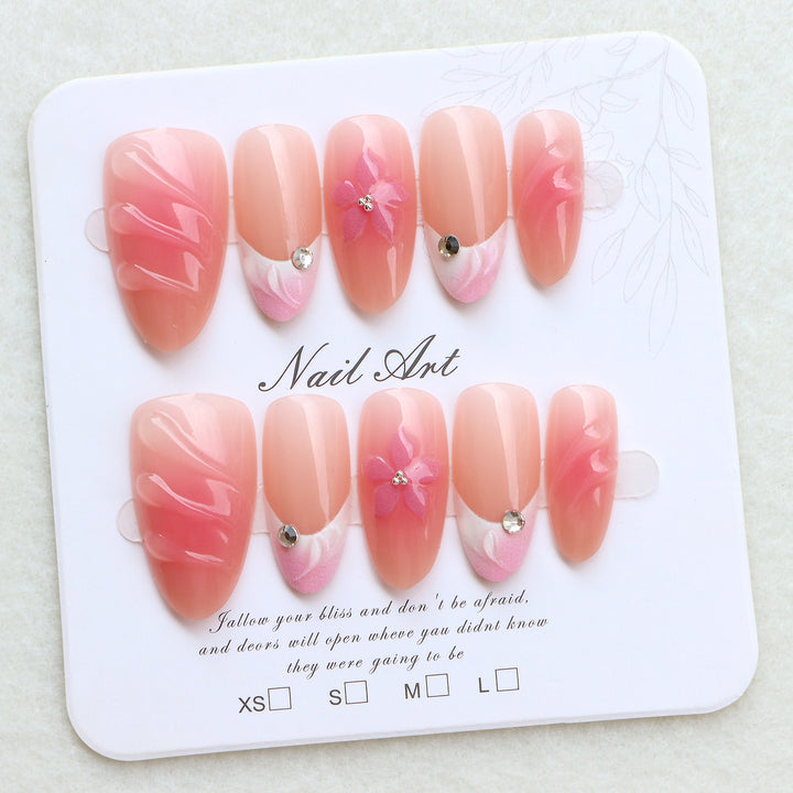 Floral Embellished Press-On Nail Set Kalsten