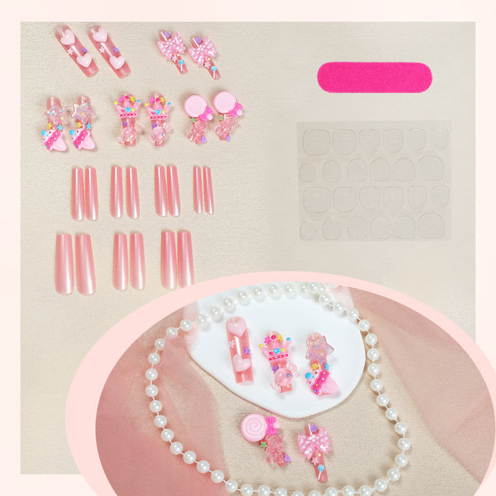Creative nail art set with playful designs and glitter accents Kalsten