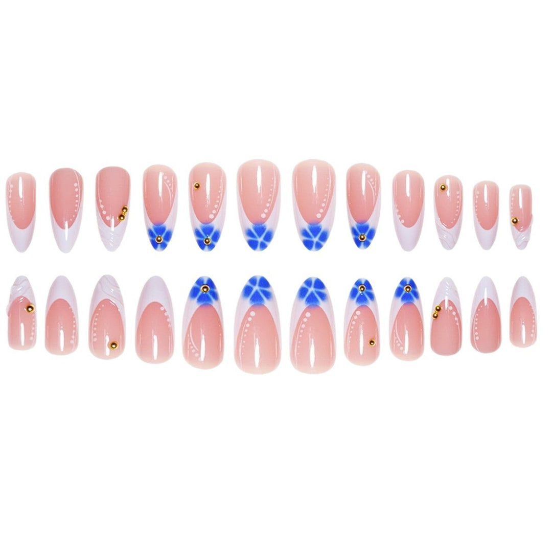 Sculpted French Tip Press-On Nail Extensions with Gem Accents Kalsten