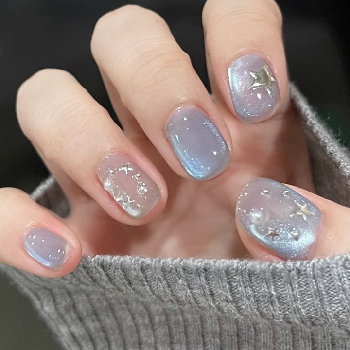 Artistic Press-On Nail Set with Celestial Theme Kalsten