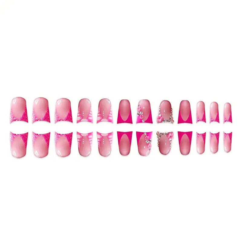 Glamorous Nail Art Set with Floral and Rhinestone Accents Kalsten