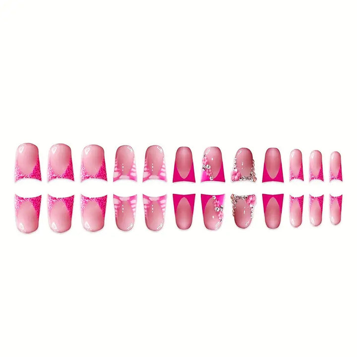 Glamorous Nail Art Set with Floral and Rhinestone Accents Kalsten