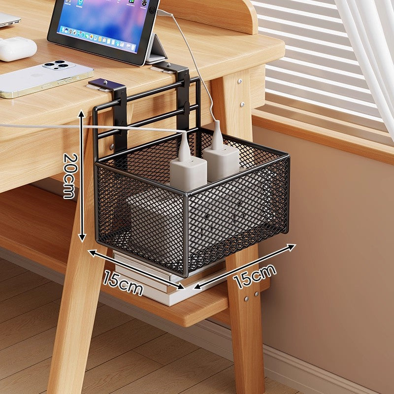 Under-Desk Clamp-On Mesh Cable and Power Strip Organizer Basket