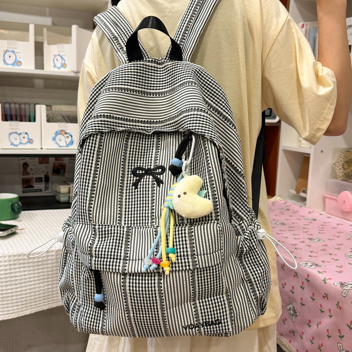 Cute Checked Patterned School Backpack Kalsten