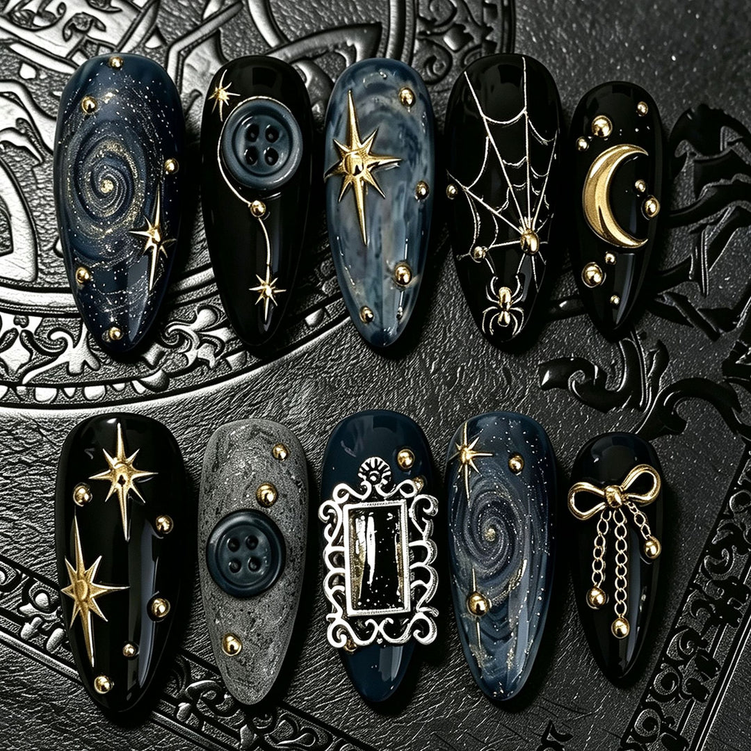 Celestial Themed Press-On Nail Art Kalsten