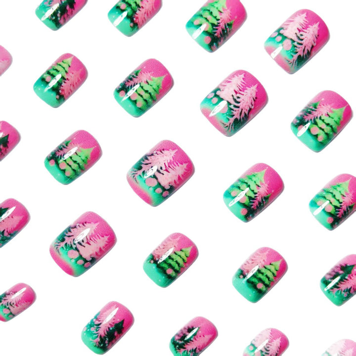 Artificial nails with festive Christmas tree design Kalsten