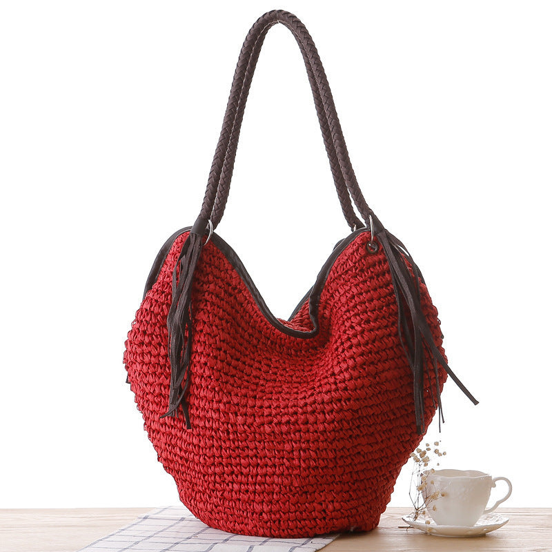 Handmade beach bag with stylish fringes Kalsten