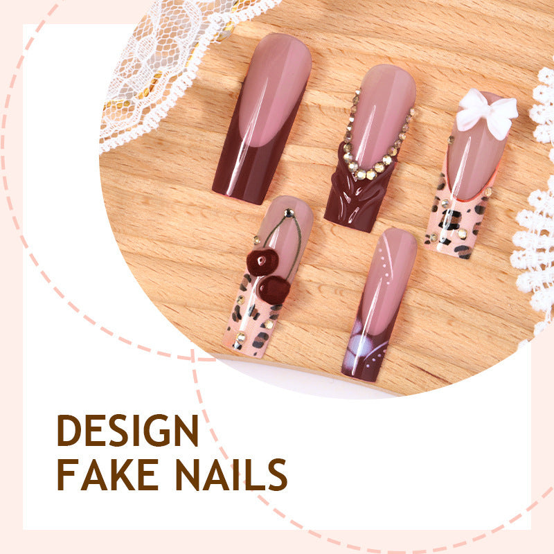 Artificial nail set with elegant flower and glitter effects Kalsten