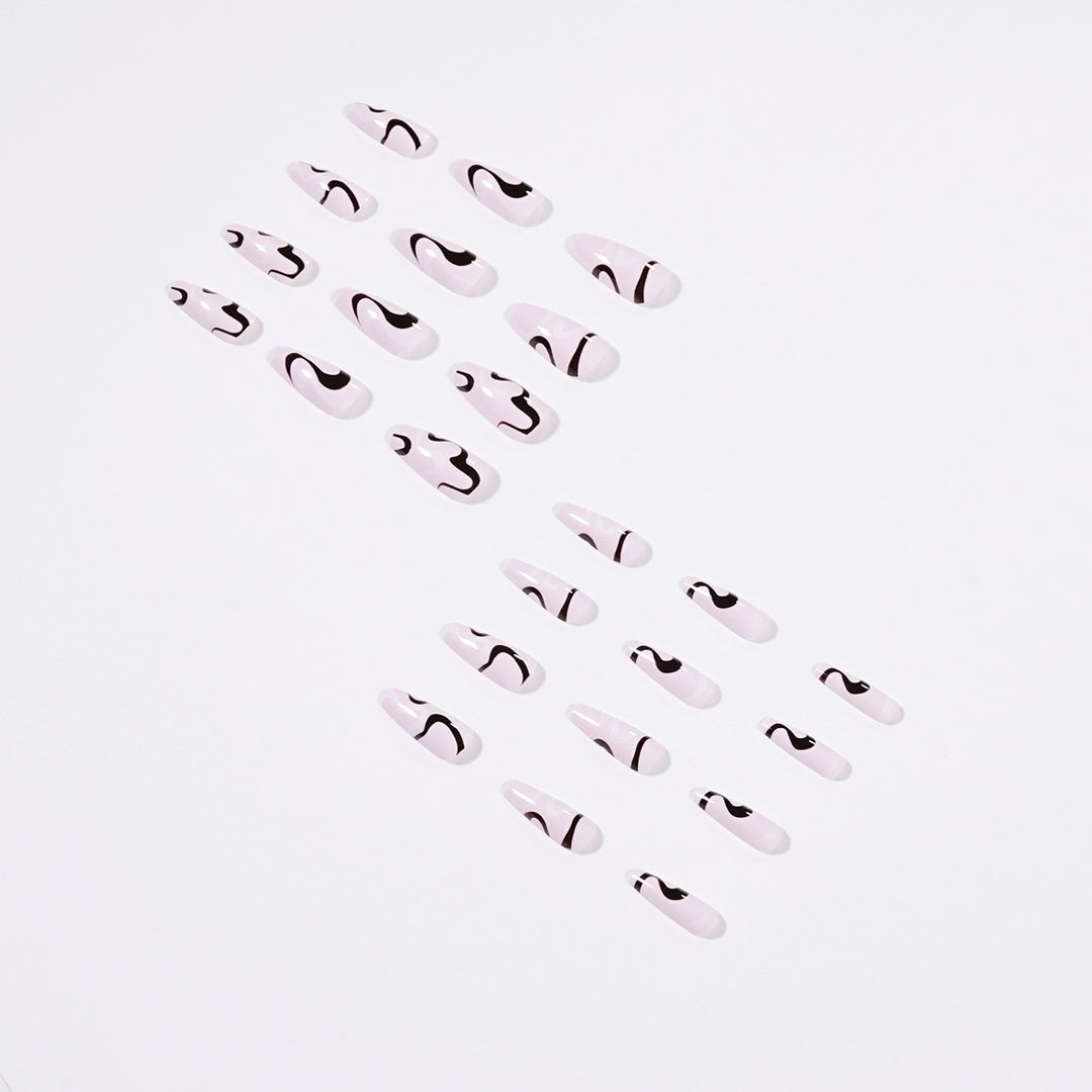 Artful nail extensions with elegant curved patterns Kalsten