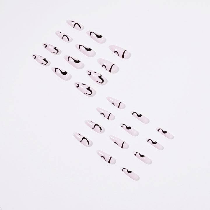 Artful nail extensions with elegant curved patterns Kalsten