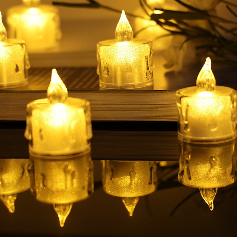 Decorative Flameless LED Tealight Candle Set with Realistic Dripping-Wax Glass Holders Kalsten