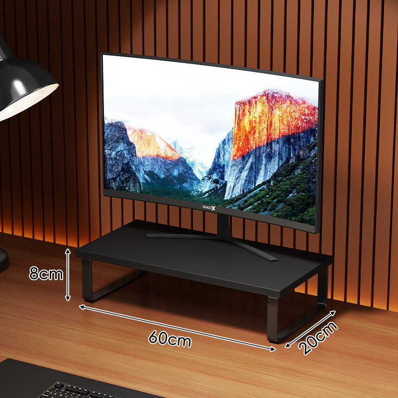 Compact Wooden Monitor Riser with Metal Frame and Under-Shelf Storage