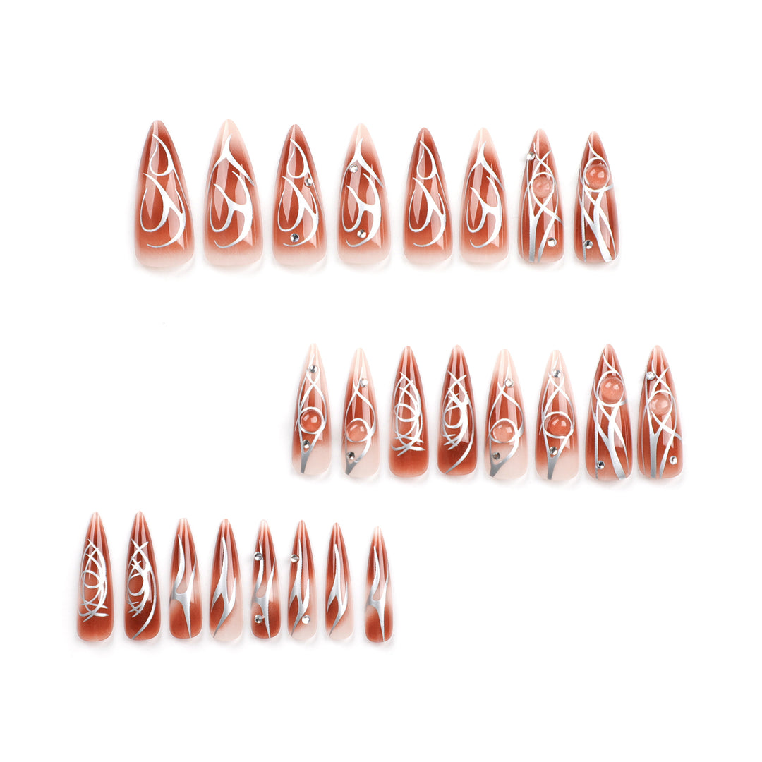 Artificial nail extensions with glamorous design Kalsten