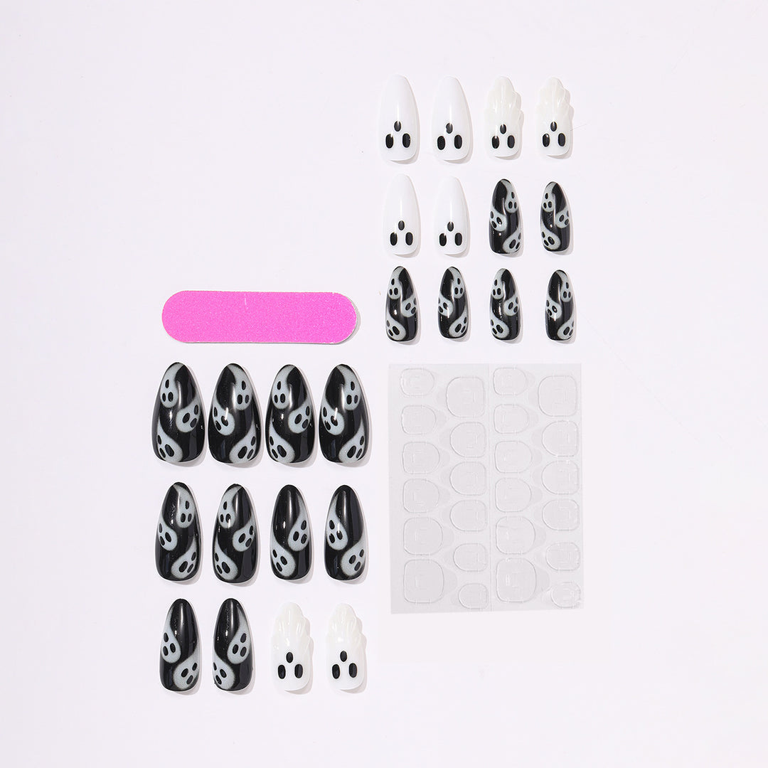 Halloween-Themed Press-On Nail Set with Ghost Designs Kalsten