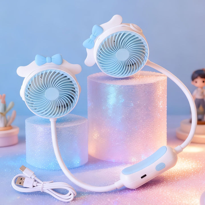 Ladies Portable Neck Fan with Flexible Mount and Dual Fan System Kalsten