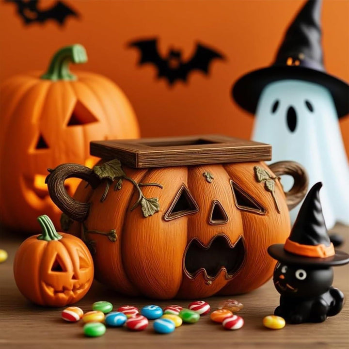 Ceramic napkin dispenser in Halloween pumpkin design decorative tissue box