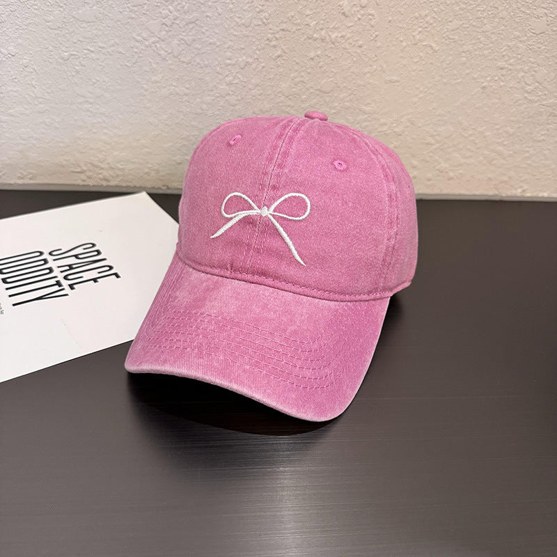 Vintage Bow-Embroidered Baseball Cap
