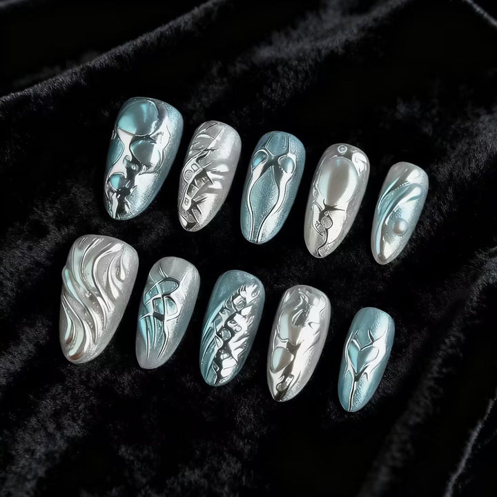 Artistic Metallic Press-On Nail Set Kalsten