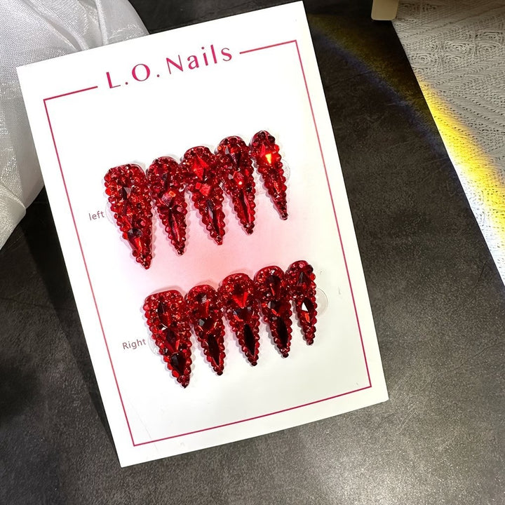 Rhinestone-Embellished Stiletto Nail Extensions Kalsten