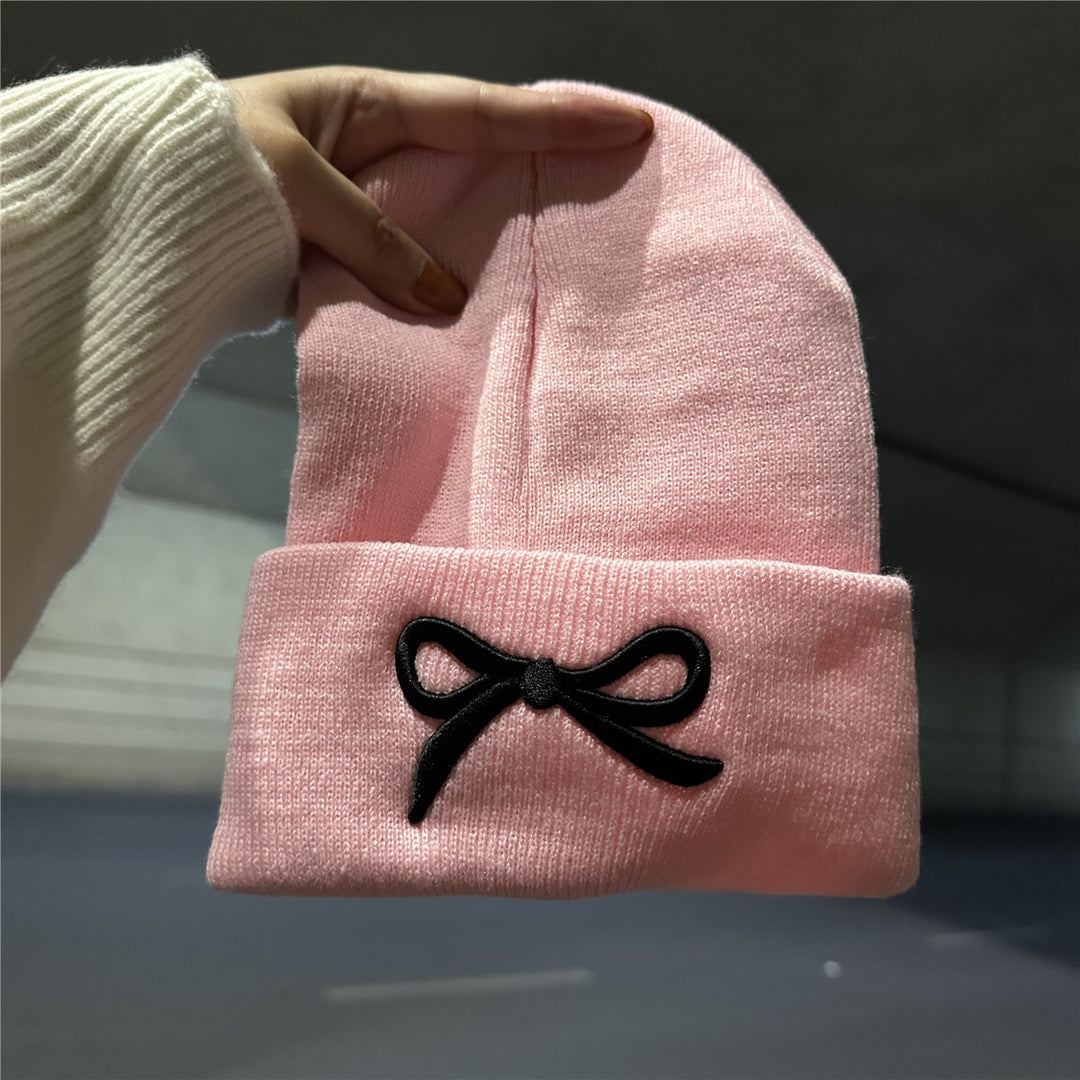Elegant Bow Accent Knit Beanie