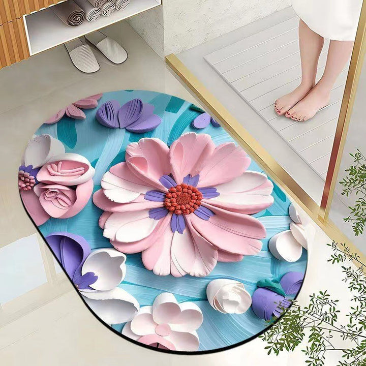 Leaf-Patterned Bathroom Mat Kalsten