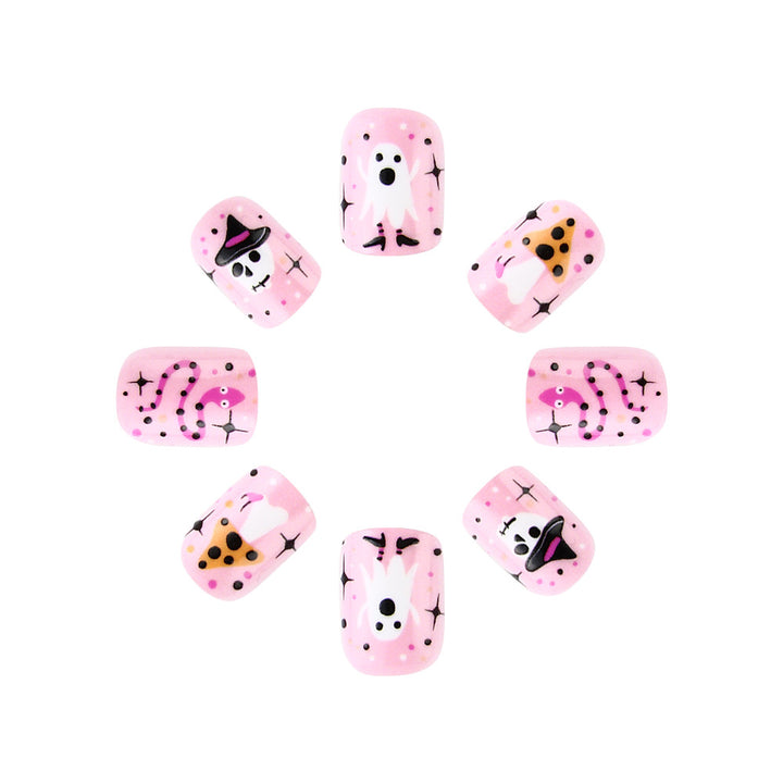 Festive Ghost and Pumpkin Press-On Nail Art Kalsten