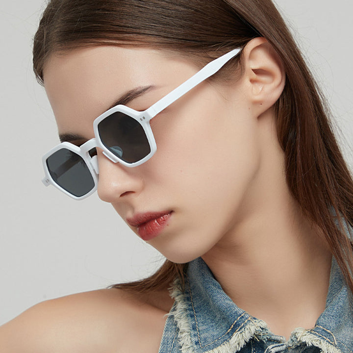 Women's hexagonal sunglasses with transparent frame Kalsten