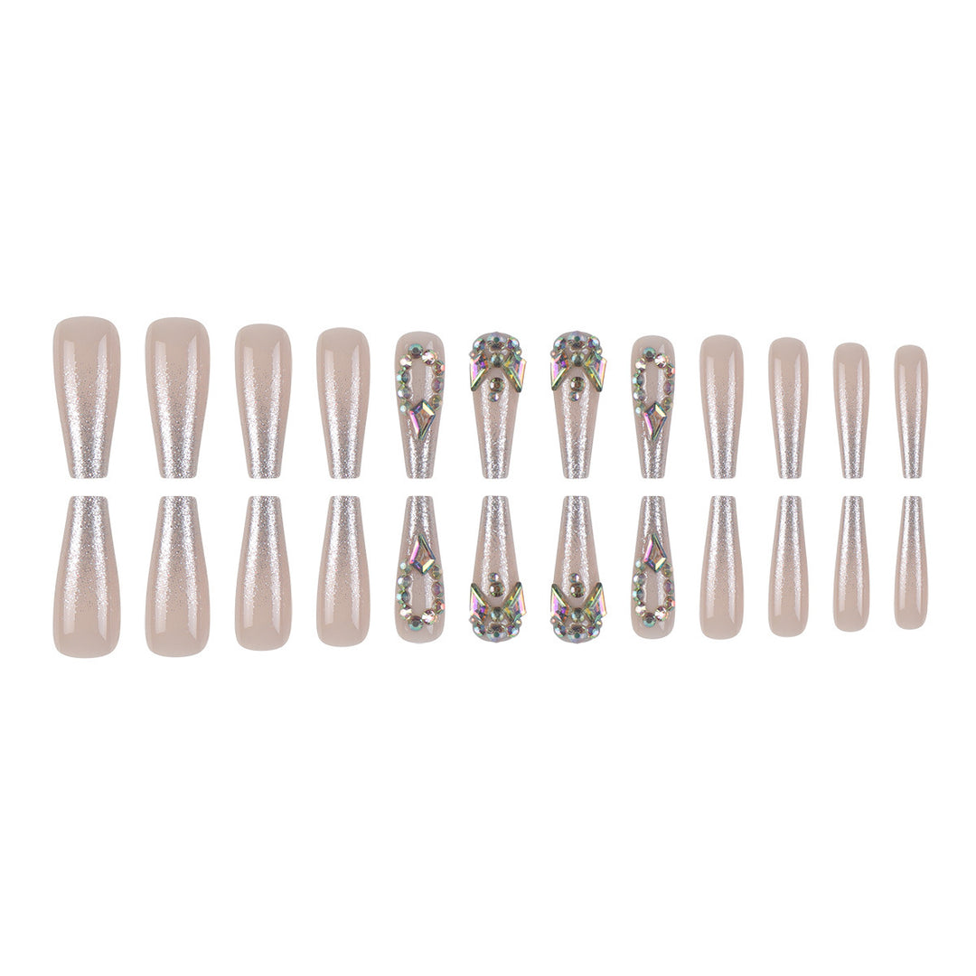 Rhinestone-Embellished Stiletto Press-On Nails Kalsten