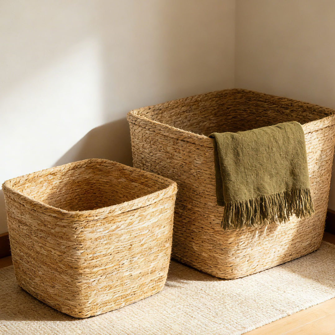 Natural storage basket with woven design Kalsten