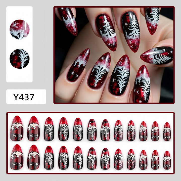 Artificial nails in elegant winter design with 3D Christmas tree motifs Kalsten