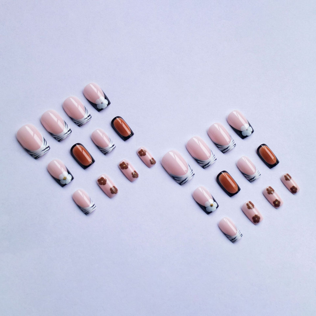 Floral and Geometric Nail Art Set