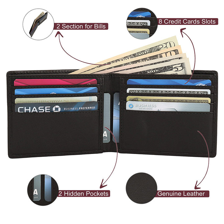 Textured Leather Bi-Fold Wallet Kalsten