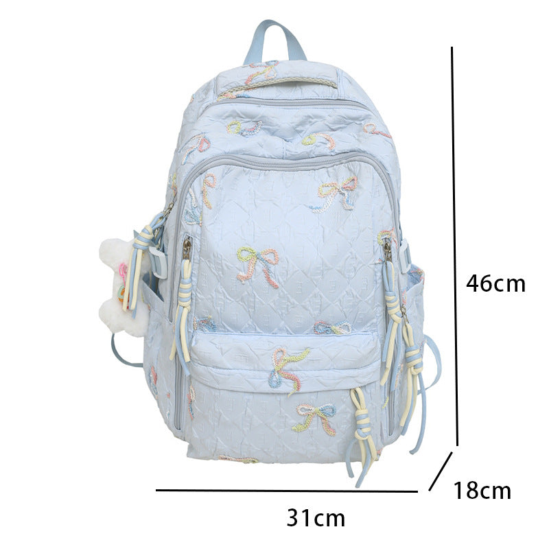 Quilted Bow-Detail Fashion Backpack Kalsten