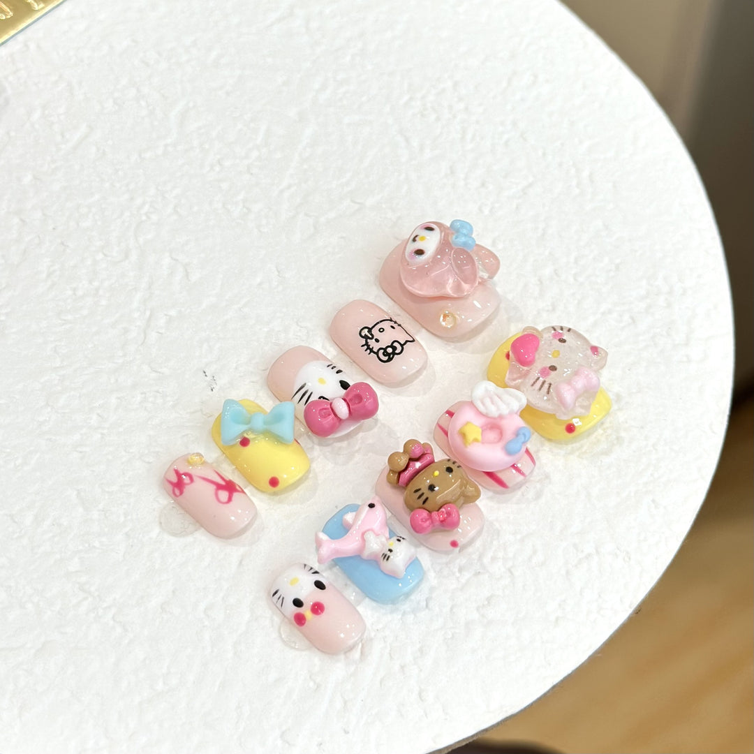 Whimsical Cartoon Character Press-On Nail Set