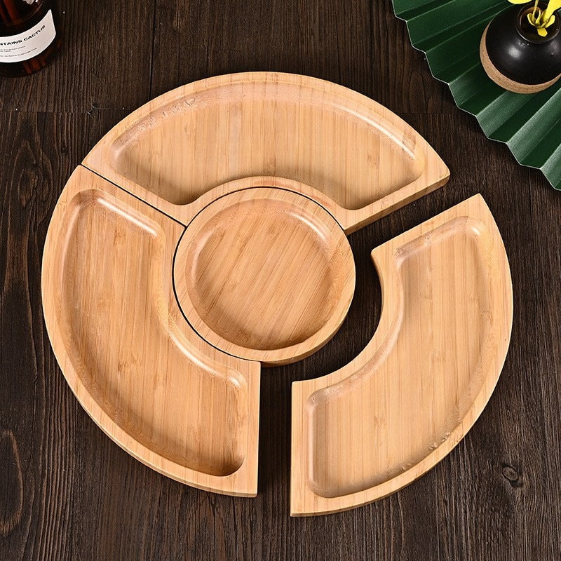Multi-Compartment Wooden Snack Serving Tray Kalsten