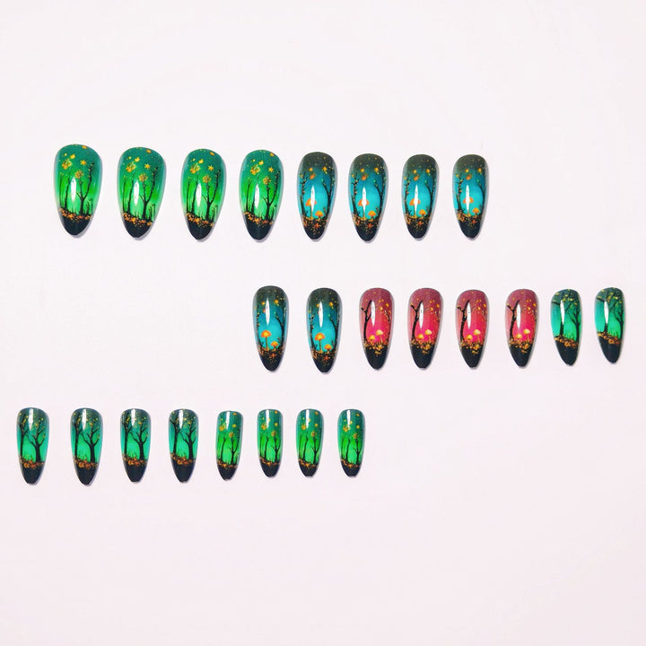 Creative Art Nails with Fascinating Forest and Mushroom Designs Kalsten