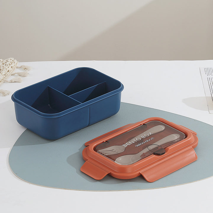 Multi-Compartment Bento Lunch Box with Integrated Utensils