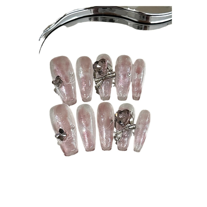 Glamorous Crystal-Embellished Press-On Nail Set