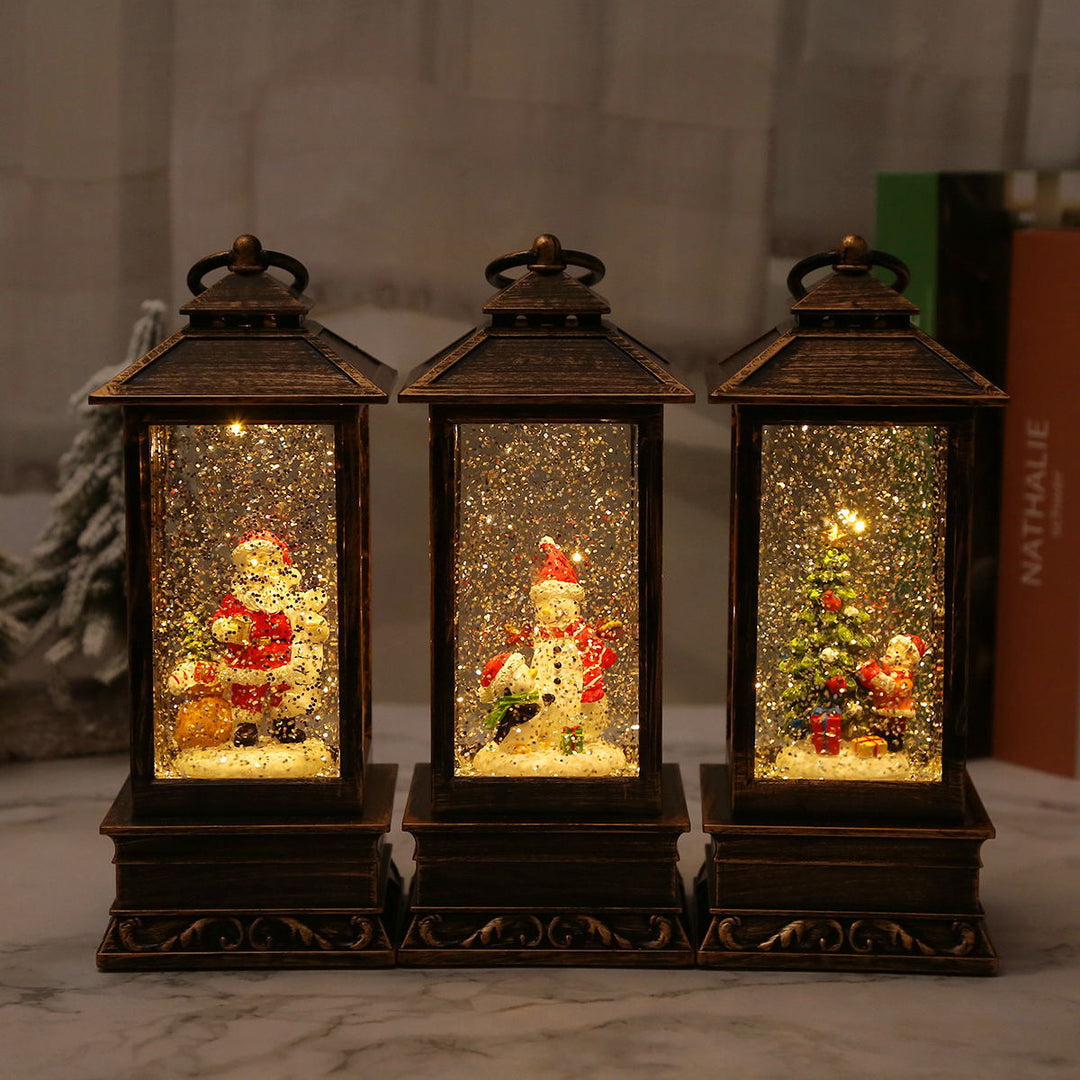 Vintage Christmas lantern with snowman and LED lighting Kalsten