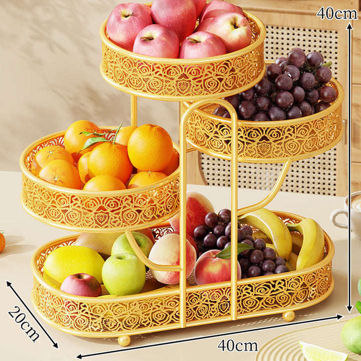 Tiered Ornate Metal Fruit Bowl and Dessert Display Rack