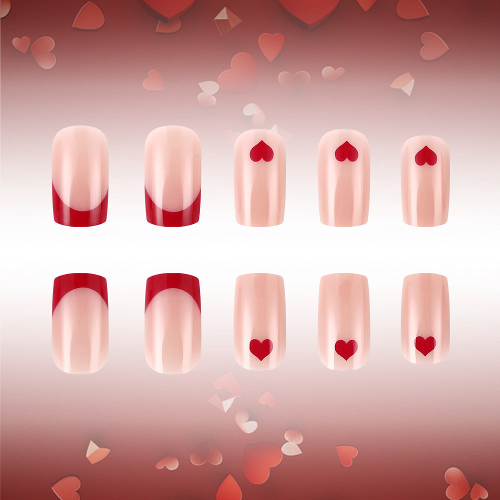 Heart-Embellished Press-On Nails Kalsten