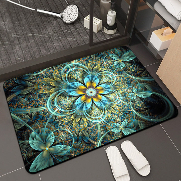 Floral Design Memory Foam Bath Mat Kalsten