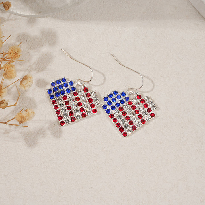Ladies nan square crystal drop earrings with star grid and fine ear hook Kalsten