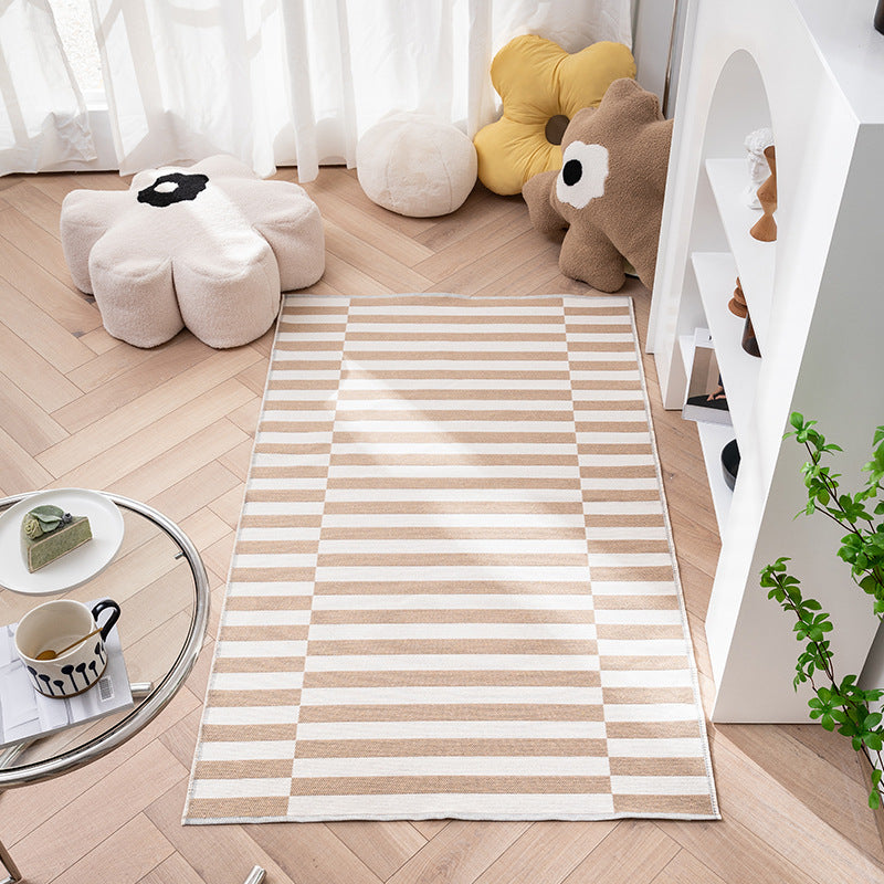 Flat-woven living room runner rug with geometric semicircle design and PVC anti-slip backing Kalsten